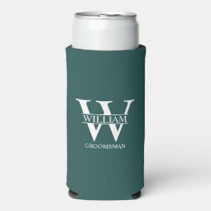 Personalised Groomsmen Monogram & Name Seltzer Can Cooler