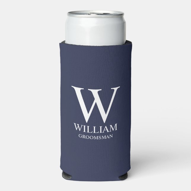 Personalised Groomsmen Monogram & Name Seltzer Can Cooler (Seltzer Front)