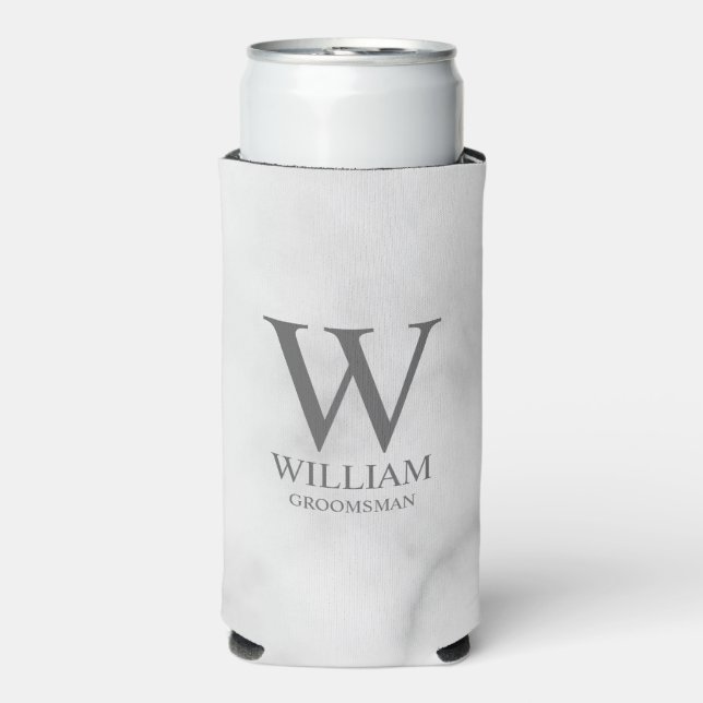 Personalised Groomsmen Monogram & Name Seltzer Can Cooler (Seltzer Front)