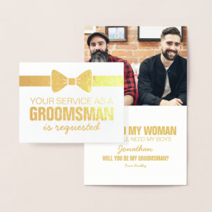 Personalised Groomsmen Photo   Groomsman Requested Foil Card