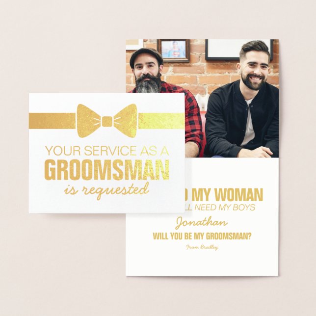 Personalised Groomsmen Photo | Groomsman Requested Foil Card (Display)