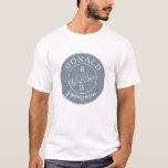 Personalised Groomsmen  T-Shirt<br><div class="desc">Modern,  contemporary,  trendy dusty blue Bachelor party gift personalised Groomsman t-shirt with monogram - initials and trendy hand-lettered calligraphy script.</div>