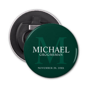 Personalised Groomsmen's name and monogram Bottle Opener