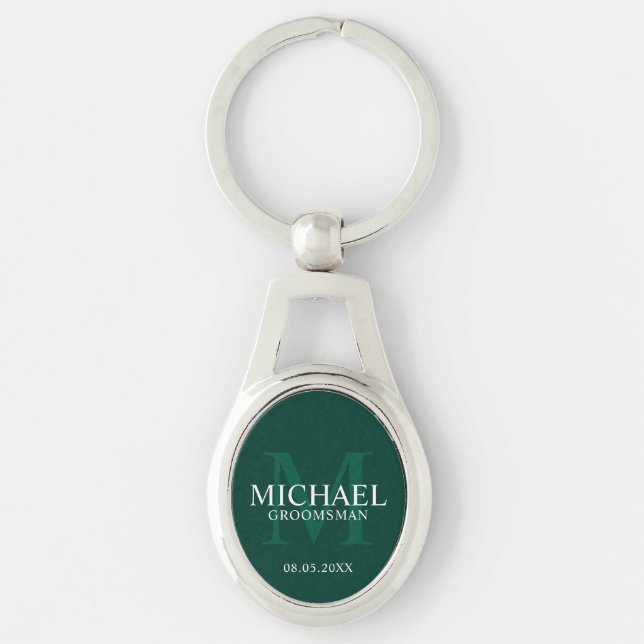 Personalised Groomsmen's name and monogram Key Ring (Front)