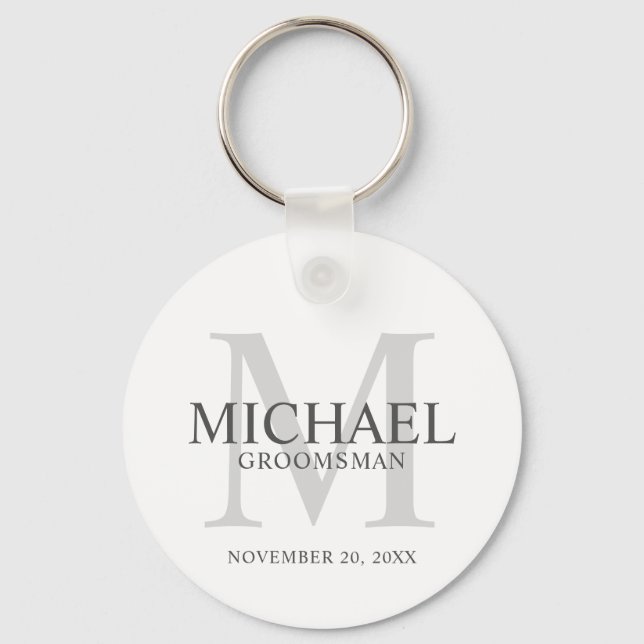 Personalised Groomsmen's name and monogram Key Ring (Front)