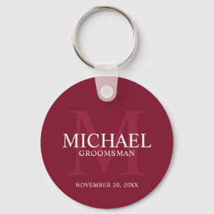 Personalised Groomsmen's name and monogram Key Ring