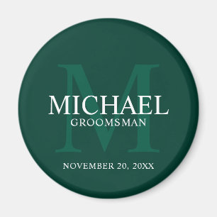 Personalised Groomsmen's name and monogram Magnet