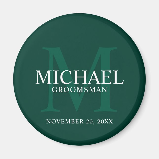 Personalised Groomsmen's name and monogram Magnet (Front)