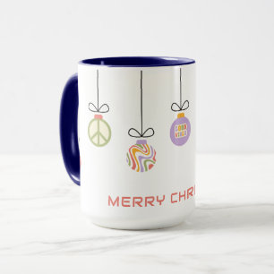 Personalised Groovy Christmas Baubles Mug