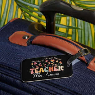Personalised Groovy Flowers Teacher Custom Gift Luggage Tag