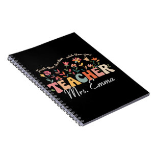 Personalised Groovy Flowers Teacher Custom Gift Notebook