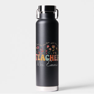 Personalised Groovy Flowers Teacher Custom Gift Water Bottle