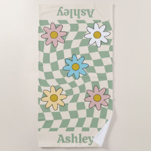 Personalised Groovy Retro Name Beach Towel