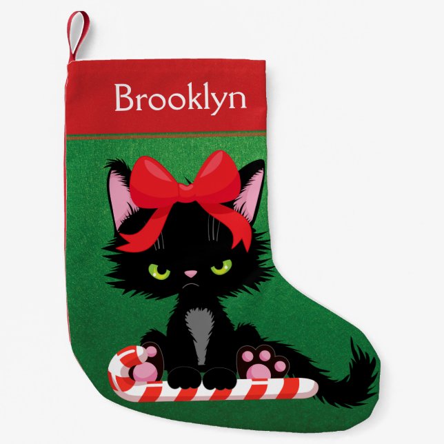 Personalised Grouchy Girl Cat Small Christmas Stocking (Front)