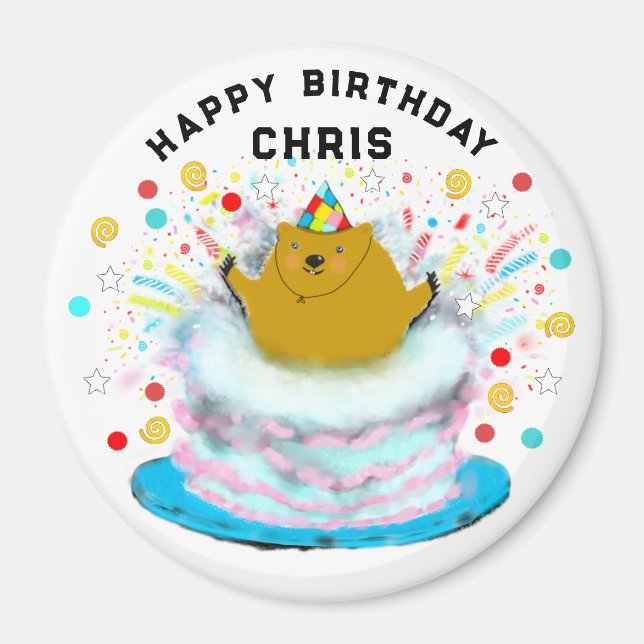 Personalised Groundhog Day Birthday Gift Magnet (Front)