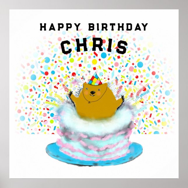 personalised Groundhog Day birthday Poster (Front)