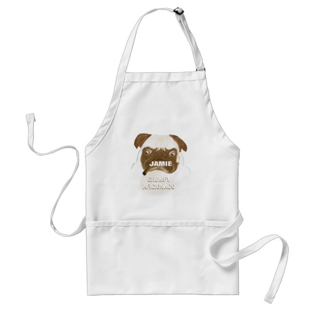Personalised Grumpy AFICIONADO Puggy Cigar Standard Apron (Front)