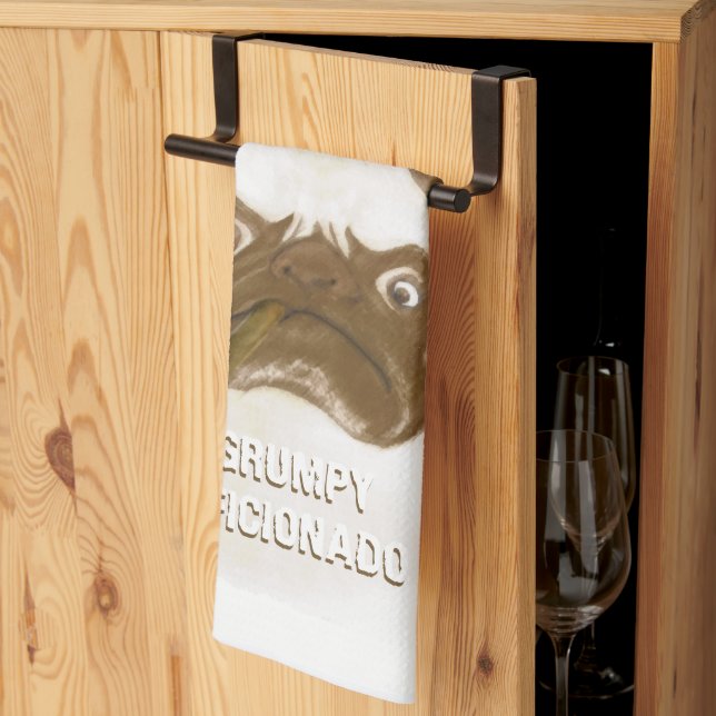 Personalised Grumpy AFICIONADO Puggy Cigar Tea Towel (Thirds Fold)