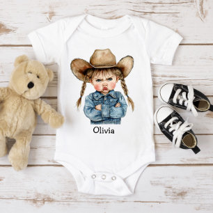 Personalised Grumpy Cowgirl Baby Bodysuit