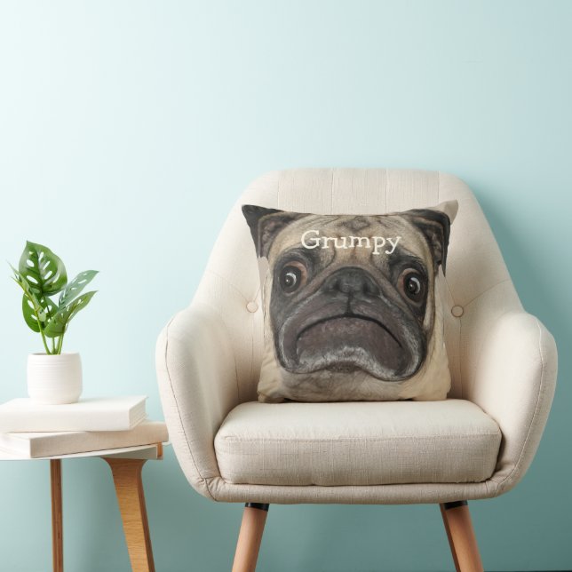 Personalised Grumpy Puggy Cushion (Chair)