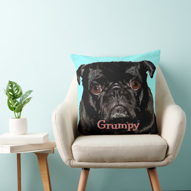 Personalised Grumpy Puggy Cushion (Chair)