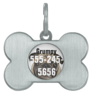 Personalised Grumpy Puggy Pet Name Tag