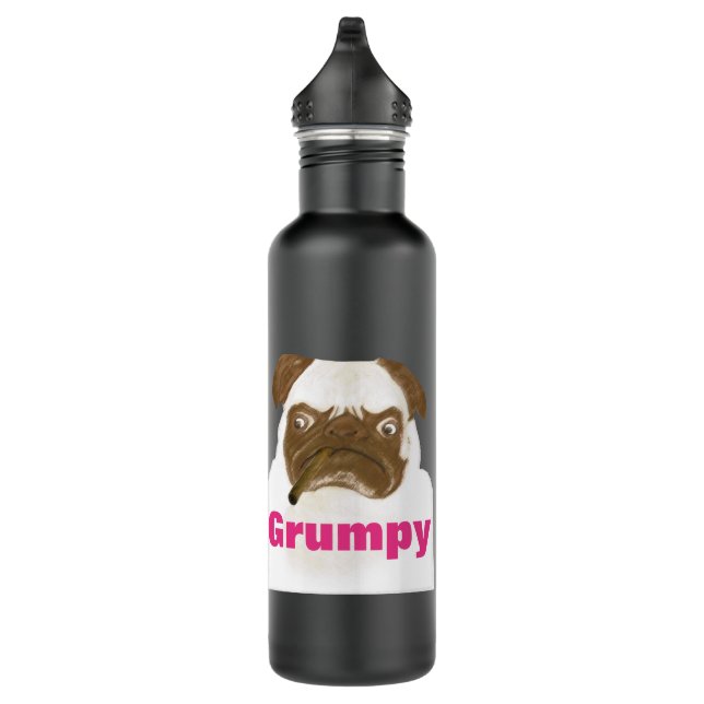 Personalised Grumpy Puggy with Cigar 710 Ml Water Bottle (Right)