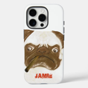 Personalised Grumpy Puggy with Cigar iPhone 16 Pro Case