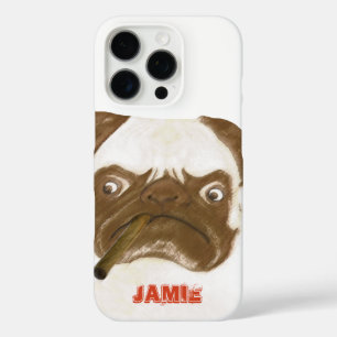 Personalised Grumpy Puggy with Cigar iPhone 16 Pro Case