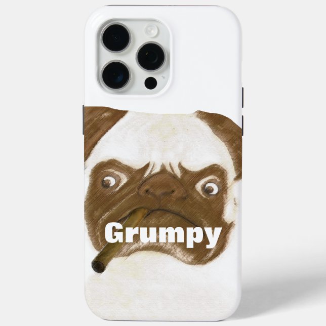 Personalised Grumpy Puggy with Cigar Case-Mate iPhone Case (Back)
