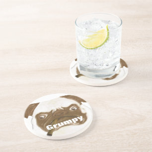 Personalised Grumpy Puggy with Cigar Coaster