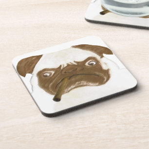 Personalised Grumpy Puggy with Cigar Coaster