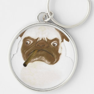 Personalised Grumpy Puggy with Cigar Key Ring
