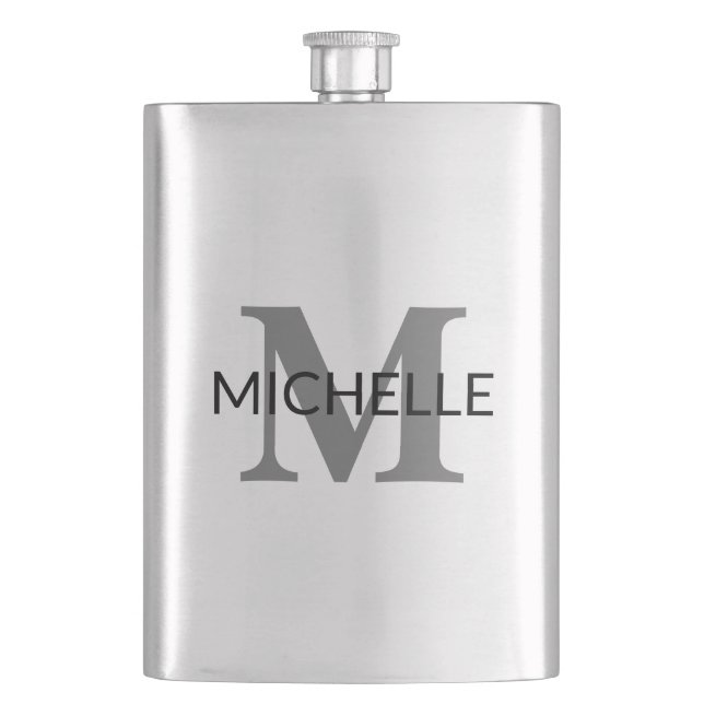 Personalised GS Serif Monogram Hip Flask (Front)
