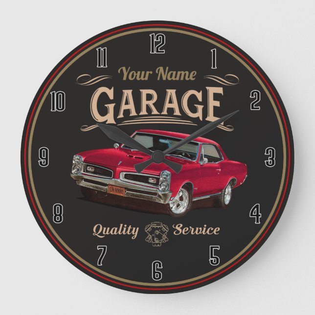 Personalised GTO Classic Car Garage Large Clock (Front)