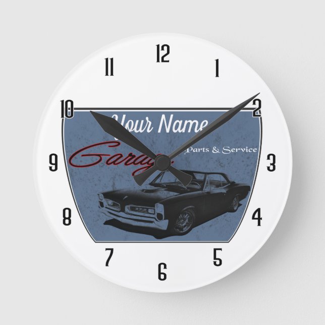 Personalised GTO Garage Round Clock (Front)