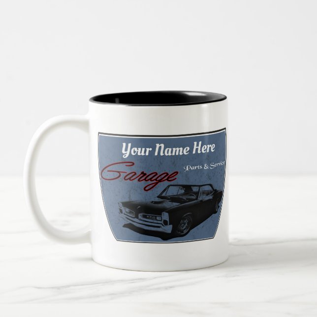 Personalised GTO Garage Two-Tone Coffee Mug (Left)
