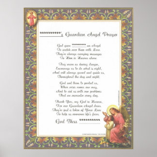 Personalised Guardian Angel Baptism Birth Prayer Poster