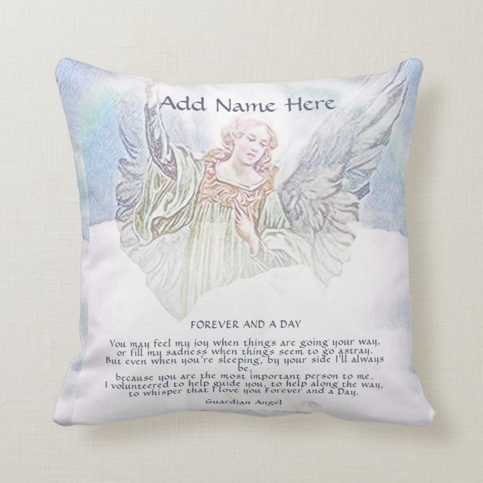 Personalised Guardian Angel Blanket Cushion Zazzle.co.uk