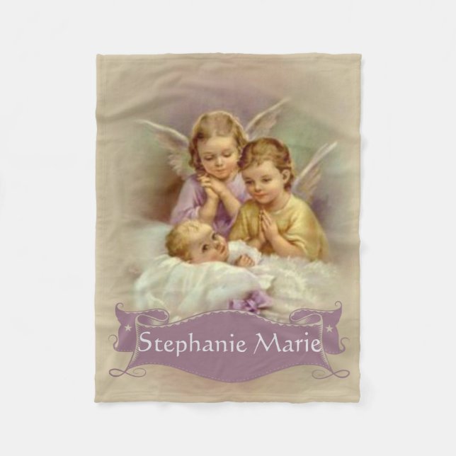 Personalised Guardian Angel Cherubs baby in Cloud Fleece Blanket (Front)