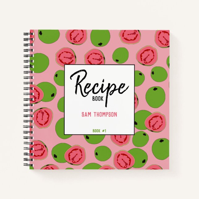 Personalised Guava Fruit Pattern Recipe Cookbook Notebook (Front)