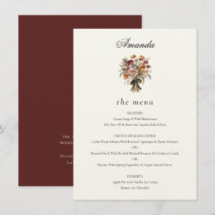 Personalised Guest Name Fall Flowers Wedding Menu