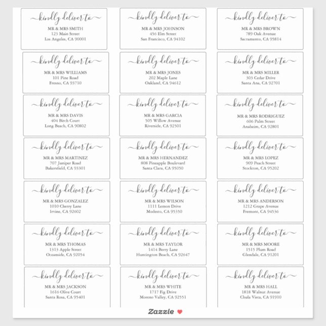 Personalised Guest wedding address labels sticker (Sheet)