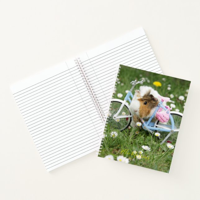 Personalised / Guinea Pig And A Bike/ Funny Photo Notebook (Inside)
