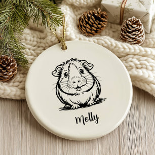 Personalised Guinea Pig Christmas Ceramic Tree Decoration