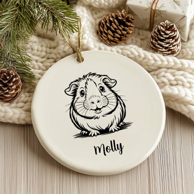 Personalised Guinea Pig Christmas Ceramic Tree Decoration (Creator Uploaded)