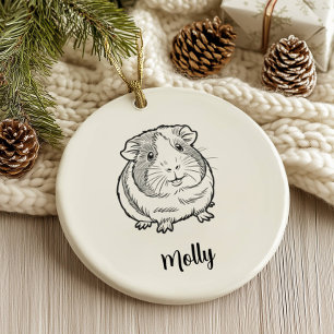 Personalised Guinea Pig Christmas Ceramic Tree Decoration