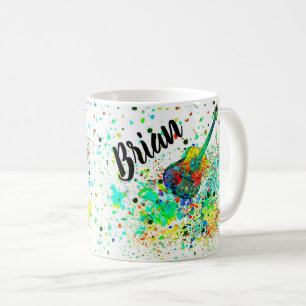 Personalised Guitar and chords splatter Coffee Mug