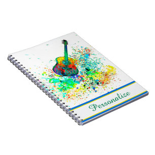 Personalised Guitar and chords splatter Notebook