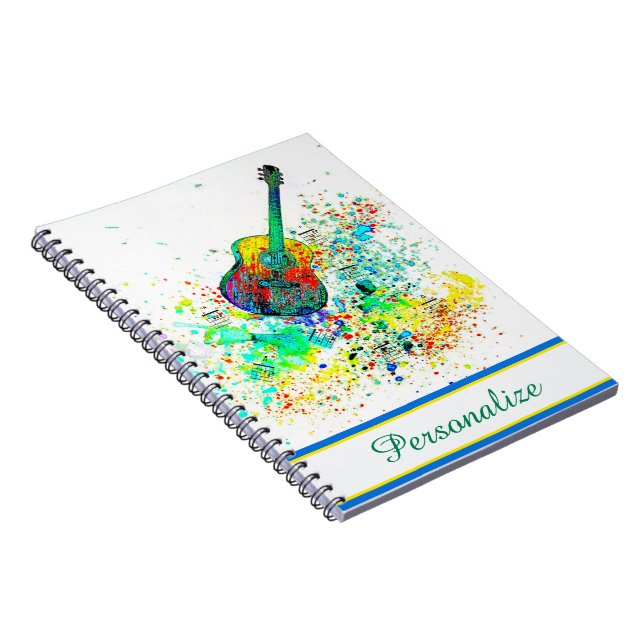 Personalised Guitar and chords splatter Notebook (Right Side)